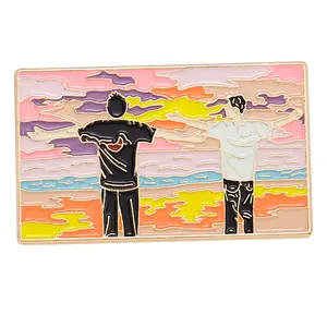 TV personnage chanteur <span class=keywords><strong>acteur</strong></span> coucher de soleil conception personnalisé lever du soleil mer broche doux émail dur chapeau collier vêtements or métal broche badges - Product Image 1