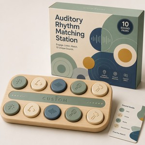 Stazione di Abbinamento Ritmico Personalizzata in Legno, Gioco Sensoriale per lo Sviluppo delle Abilità di Ascolto per l'Educazione Speciale - Product Image 1