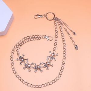 Cadena de cintura de plata tibetana con calavera, estilo punk, doble capa, cadena metálica, moda hip hop, cadena corporal, accesorio de uso diario - Product Image 1