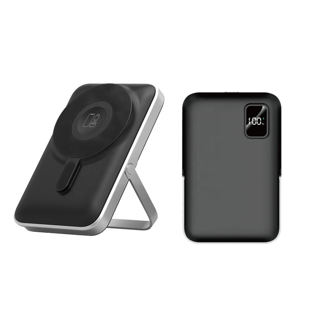 3 in 1 10000mAh Magnetic Wireless Charging Power Bank with Foldable Metal Bracket Phone Holder for iPhone IWatch Earbuds