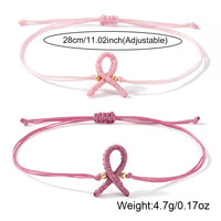 Bracelet bohème papillon Artivelle pour la sensibilisation au cancer du sein, fait main, avec breloque ruban et perles dorées, bijou de soutien, couleur rose