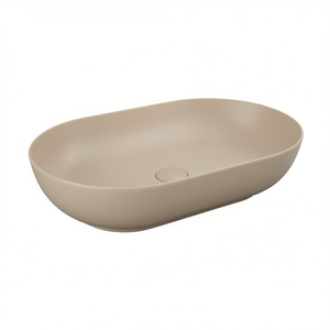Lavabo Ovalado para Encimera de 61.5 cm, Color Beige Mate, Lavabo para Baño - Product Image 3