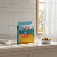Sacs d'emballage personnalisés en PE durable avec soufflet inférieur et fermeture éclair pour aliments pour animaux de compagnie, quantité flexible, prototypage rapide pour startups animales