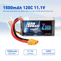 Zeee — batterie li-po 11.1V, 120c, 1500mAh, 3S RC, avec connecteur XT60, pour la course FPV