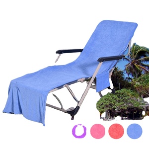 Quick Dry Terry Beach <strong>Chair</strong> Lounger Mat Portable Outdoor Folding <strong>Deck</strong> <strong>Cover</strong> With Multi-Pockets Slipcover For Lounge Beach <strong>Chair</strong> - Product Image 1