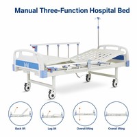 Lit d'hôpital en aluminium à triple manivelle, réglable en hauteur, avec freins centraux et 4 roulettes, 4 trous pour perfusion, vente en gros usine