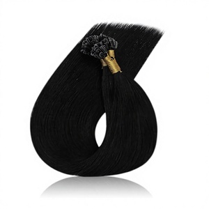 Extensiones de Cabello Remy de Doble Trama con Punta en <span class=keywords><strong>U</strong></span> de 12-28 Pulgadas, Color Negro Intenso, Punta en K Suave, Aspecto Natural, para Cabello Fino de Mujer - Product Image 2