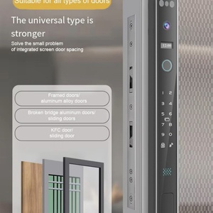 Glomarket Serrure intelligente 3D automatique avec caméra de sécurité, accès biométrique par empreinte digitale, en alliage d'aluminium et bois, pour porte coulissante, compatible Tuya Smart - Product Image 2