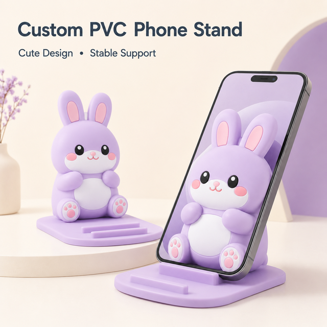 Wholesale Custom Cute Animal Character Soft PVC Phone Stand 3D Cartoon Desktop Phone Holder for IP Merchandise Souvenirs