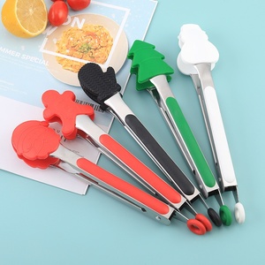 Série de Noël créative : Mini pinces alimentaires en silicone avec poignée en acier inoxydable, durables, compatibles lave-vaisselle et micro-ondes, à ressort - Product Image 1
