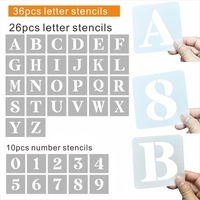 Pochoir exclusif transfrontalier en PET pour lettres et chiffres anglais, modèle de peinture au pistolet pour plaque de porte évidée