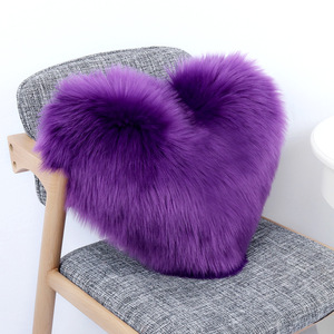 Alta calidad <span class=keywords><strong>amor</strong></span> corazón Pelo Largo esponjosa lana Imitación Piel tiro funda <span class=keywords><strong>de</strong></span> almohada funda <span class=keywords><strong>de</strong></span> cojín - Product Image 2