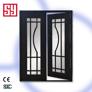 <span class=keywords><strong>Porte</strong></span> <span class=keywords><strong>d</strong></span>'<span class=keywords><strong>entrée</strong></span> en fibre de verre avec système de poussée et de traction, en acier et en verre, design français SY <span class=keywords><strong>noir</strong></span> mat - Product Image 2