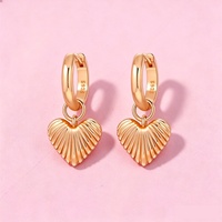 Boucles d'oreilles ovales simples et lisses en or rose BLLYF146-DA, idéales pour les mariages, les fêtes, les cadeaux quotidiens