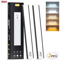 Barre d'éclairage LED pour armoire avec détecteur de mouvement PIR, télécommande, CCT, gradation progressive, fonctionne sur piles, sans fil, éclairage sous comptoir