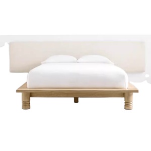 RH American Retro and Simple Tatami Bed, <span class=keywords><strong>Cama</strong></span> doble de lujo ligera francesa, Cabecero bajo de <span class=keywords><strong>segunda</strong></span> <span class=keywords><strong>mano</strong></span>, <span class=keywords><strong>Cama</strong></span> de madera maciza - Product Image 1