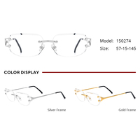 Gafas Borregls con Montura de Aleación Sin Aro para Hombre, Diseño de Marca Nueva, Gafas Cuadradas para Mujer, Montura Sin Marco, Lentes Ópticas 150274