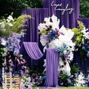 Rideaux de fond de scène extensibles en soie de lait élégante, sans plis, sur mesure, pour <span class=keywords><strong>mariage</strong></span>, événements extérieurs et décorations d'anniversaire - Vente en gros - Product Image 5