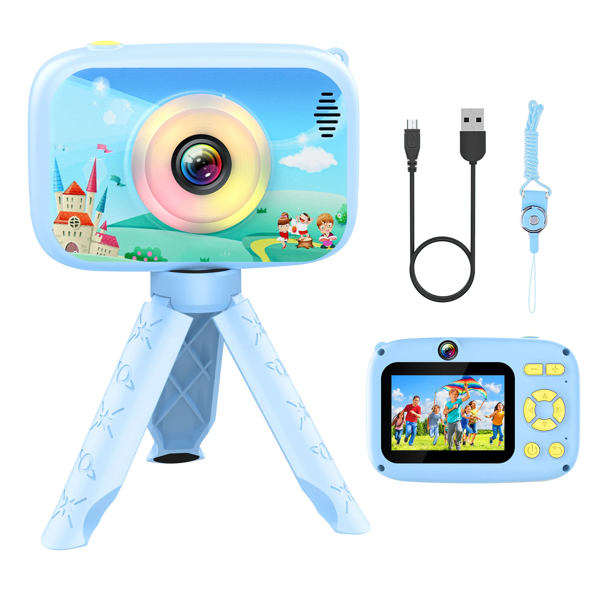 Kamera mainan anak, tipe tombol untuk anak laki-laki dan perempuan usia 3-12 tahun, kamera Video Digital portabel anak-anak hadiah Natal ulang tahun