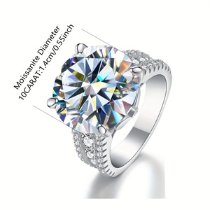 Anello in Argento 925 con Diamante Moissanite Taglio Brillante da 10 Carati Colore D per Donna, Gioiello Raffinato per <span class=keywords><strong>Matrimonio</strong></span> - Product Image 4