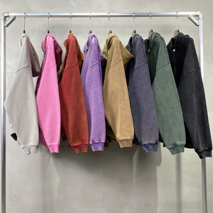 H5466 Manufacturer Custom 360 Gsm <b>Drop</b> Shoulder Wax Print Hoodies Oversized <b>Acid</b> Wash Double Side Zip up Hoodies - Product Image 3