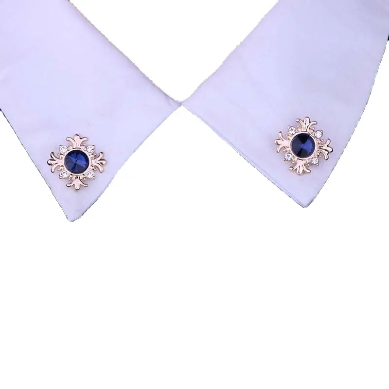 Retro crystal rhinestones brooches Men's Corsage Ladies Shirt diamond cross brooches small Collar double brooch pin