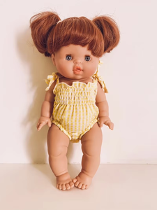 Vêtements pour poupées <span class=keywords><strong>Miniland</strong></span> de 13 pouces, barboteuse smockée à carreaux vichy, body à bretelles - Product Image 4