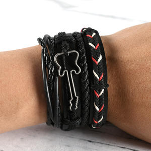 BINSHUO 2022 corde di canapa nera corda intrecciata perline di legno Set multistrato inciso <span class=keywords><strong>a</strong></span> mano bracciale avvolgente in pelle per uomo donna - Product Image 3