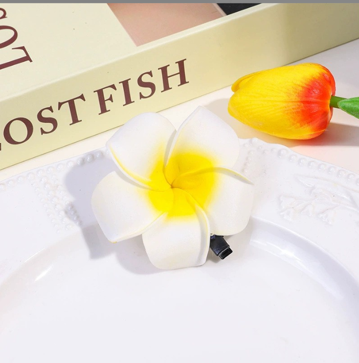 Hawaiian Beach EVA Foam Flower Hawaiian Plumeria Flower Hair Clip Hawaiian Ear Flower for Hat Decoration