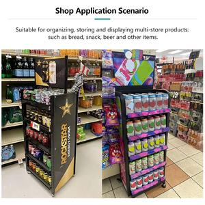 Satom-estantes de altura ajustables para gráficos impresos personalizados, estante de exhibición de suelo de Metal de alambre plegable de construcción de marca - Product Image 2