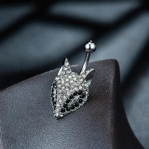 Anillos de Ombligo de Acero Inoxidable con Diseño de Cara de Zorro, Modernos y Sexys, Chapados en Platino con Circonita, para Regalo de Boda - Product Image 4