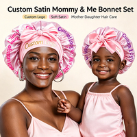 Ensembles de bonnets personnalisés maman et moi, bonnet en satin, bonnet de nuit, bonnet réversible double couche, bonnet de créateur pour femmes et bébés