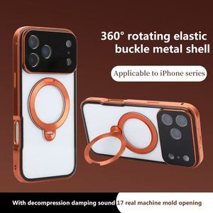 2026 Hot Selling High Quality Aluminum Metal Frame Clear Case Magnetic Wireless Charging Shockproof <b>Holder</b> 6 Colors <b>Phone</b> Case - Product Image 2