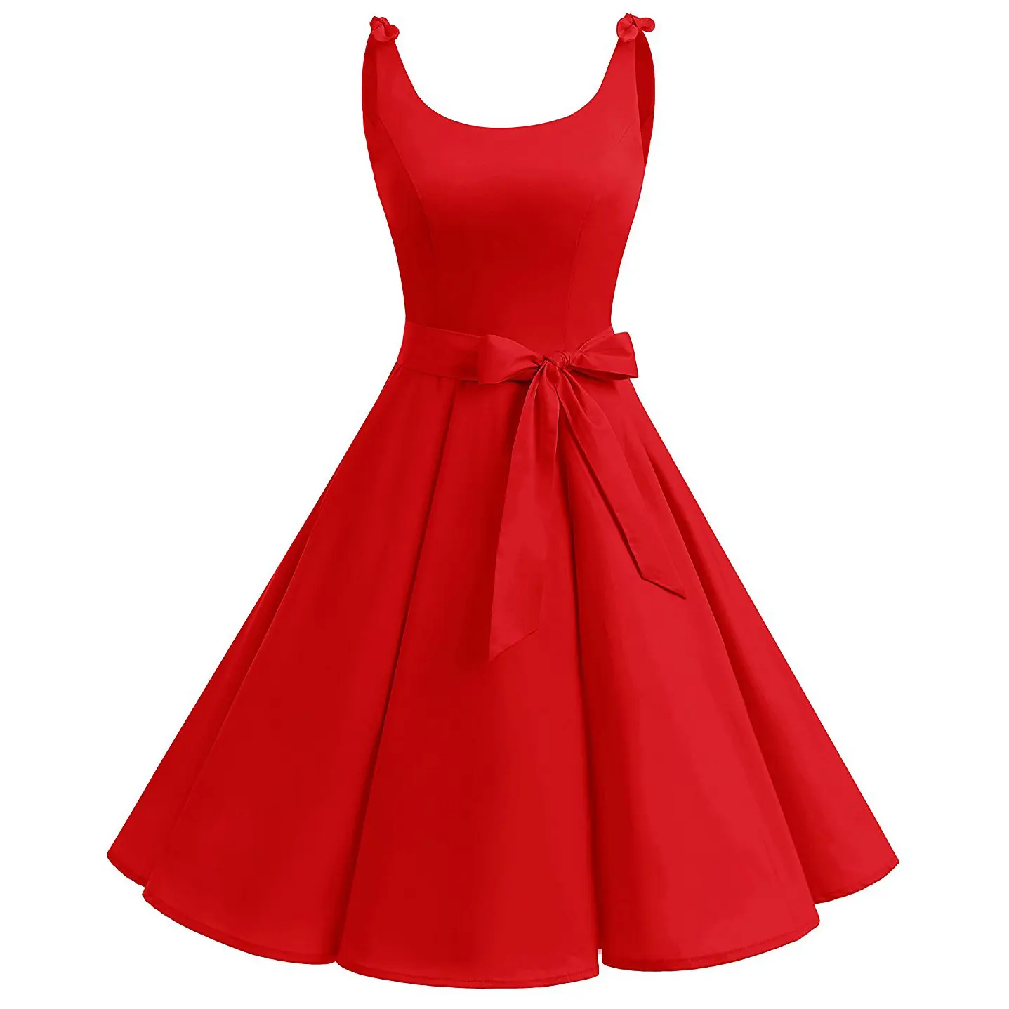 1950's Bowknot Vintage style Retro Rockabilly Swing women Dress formal Summer elegant red dresses for women
