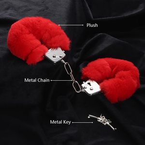 <strong>Fluffy</strong> Metal Handcuffs with 2 Keys Plush Fuzzy Hand <strong>Cuffs</strong> Soft Bondage Restraints Adult Sex Toys for Women Men - Product Image 5