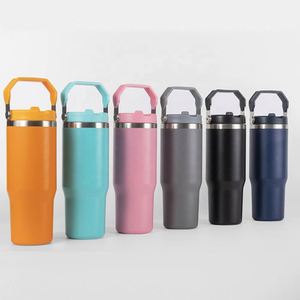 <b>Double</b> <b>Wall</b> Insulated Stainless Steel Travel <b>Cup</b> with Carry Handle, 30oz Tumbler for <b>Coffee</b> and Water - Product Image 2