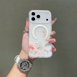 เคสโทรศัพท์ลายดอกไม้แบบด้าน IMD ดีไซน์ใหม่ สำหรับผู้หญิง อุปกรณ์เสริมมือถือ รองรับการชาร์จไร้สาย แม่เหล็กในตัว สำหรับ iPhone 17 16 15 14 13 - Product Image 6