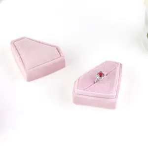 Wholesale Custom Logo luxury Diamond shape velvet Bracelet Gift Necklace Earring Ring Packaging Box