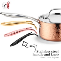 Ensemble de 8 Ustensiles de Cuisine Antiadhésifs en Cuivre et Acier Inoxydable 3 Couches, Batteries de Cuisine Non-Adhésives