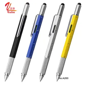 Touch screen measuring level multifunctional metal pen