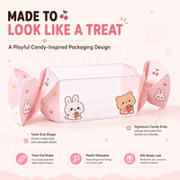 Boîte pliante en plastique transparent PET rectangulaire en forme de bonbon, avec logo personnalisé estampé or, imprimé UV, en matériaux recyclés, pour baby shower