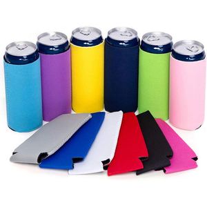 Coozies personnalisés de haute qualité avec logo sur mesure, motif camouflage, en néoprène vierge, pour canettes de café glacé et de bière, modèle Slap Slim - Product Image 1