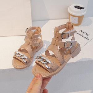 Summer New Style Girls Gold High Top Sandals <b>Soft</b>-soled Princess <b>Shoes</b> Retro Children <b>Shoes</b> - Product Image 2
