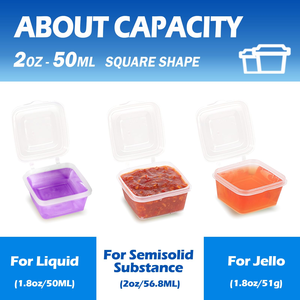 Contenants alimentaires jetables en plastique PP transparents avec couvercles, format 1oz, 2oz, 3oz, 4oz, 5oz, pour sauces carrées à emporter - Product Image 3