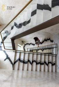 Yushi บันไดหินอ่อนสีขาวแพนด้าโปร่งใสทันสมัยสำหรับวิลล่าอพาร์ทเม้นโรงแรม - Product Image 3