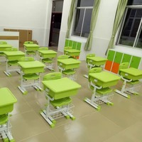 Table d'étude ergonomique réglable en hauteur pour enfants, ensemble bureau et chaise bleu pour enfants