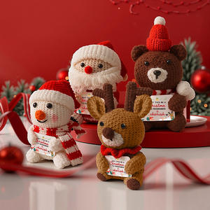 2026 Crochet noël bonhomme de neige wapiti <span class=keywords><strong>père</strong></span> noël positif Crochet poupée avec carte positive tricoté poupée encouragement soutien cadeaux - Product Image 1