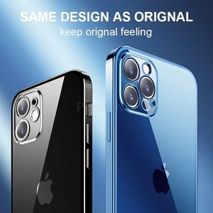 Étui de placage à cadre <span class=keywords><strong>carré</strong></span> Transparent de luxe pour <span class=keywords><strong>iPhone</strong></span> 14 13 12 <span class=keywords><strong>11</strong></span> Pro Max 12XS XR X 7 8 Plus SE 2020 housse transparente en TPU souple - Product Image 4