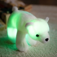Boneka Beruang Kutub LED Menyala, Mainan Beruang Arktik Putih Lembut Bercahaya, Boneka Bercahaya untuk Dekorasi Kamar Tidur Anak