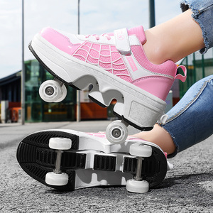 Kids Roller Shoes With Hidden Wheels Size 33 34 35 36 37 38 39 40 41 42 43 For Boys Girls Mesh Upper Rubber Sole - Product Image 3
